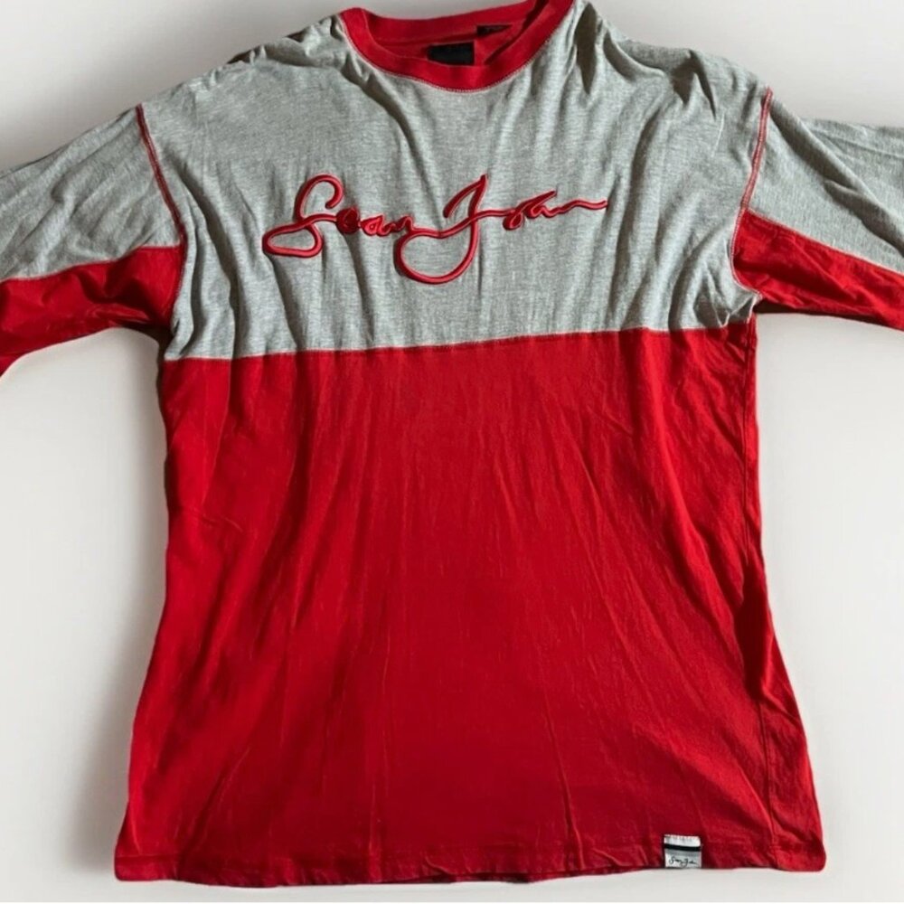 VTG Y2K Sean John Red T-Shirt Men’s Size XL Embroidered Two Toned Baggy 90s